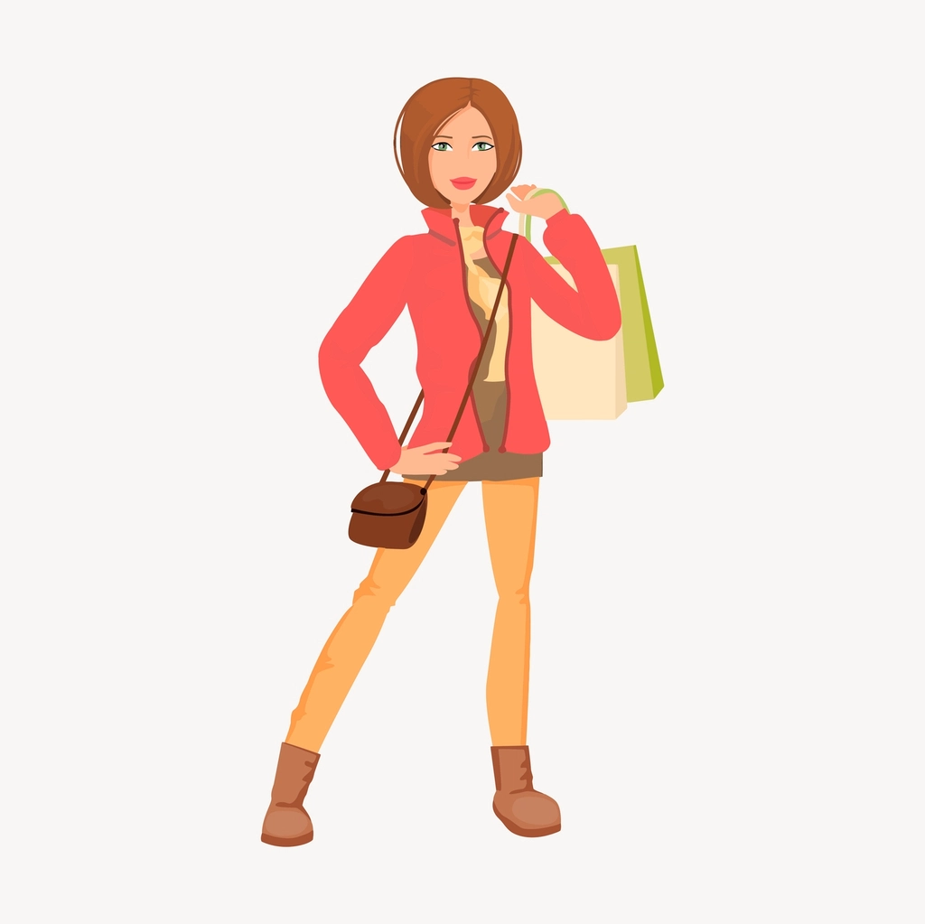 Woman shopping clipart, cartoon character. georgefeola.io