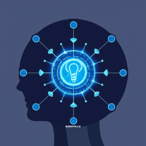 "Illustration of a human head silhouette with a glowing lightbulb in the center, surrounded by digital nodes representing how AI helps marketers unlock patterns and insights from data."